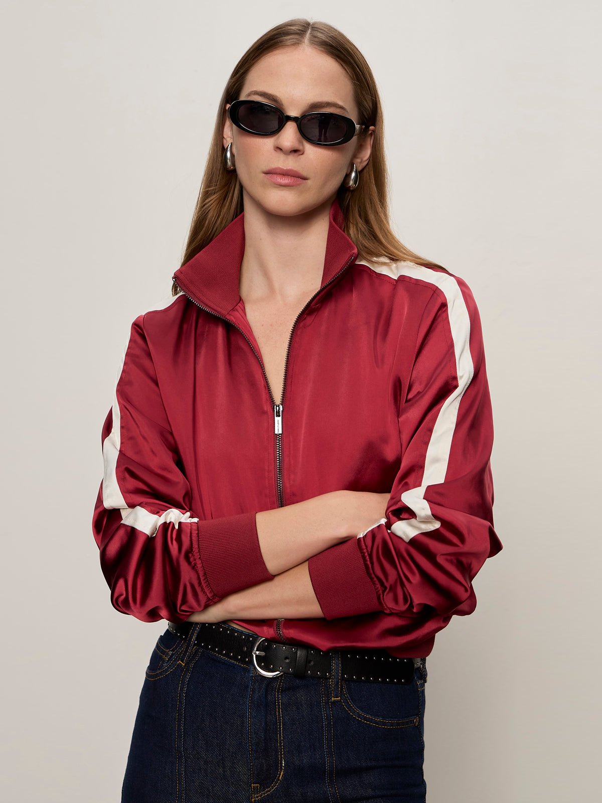 Satin Track Jacket Crimson - Sanctuary Clothing
