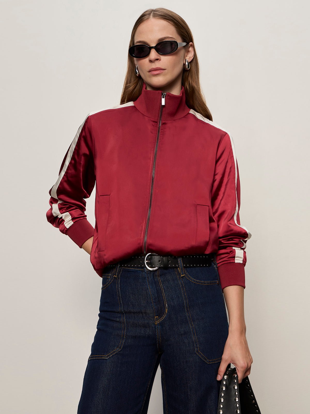 Satin Track Jacket Crimson - Sanctuary Clothing