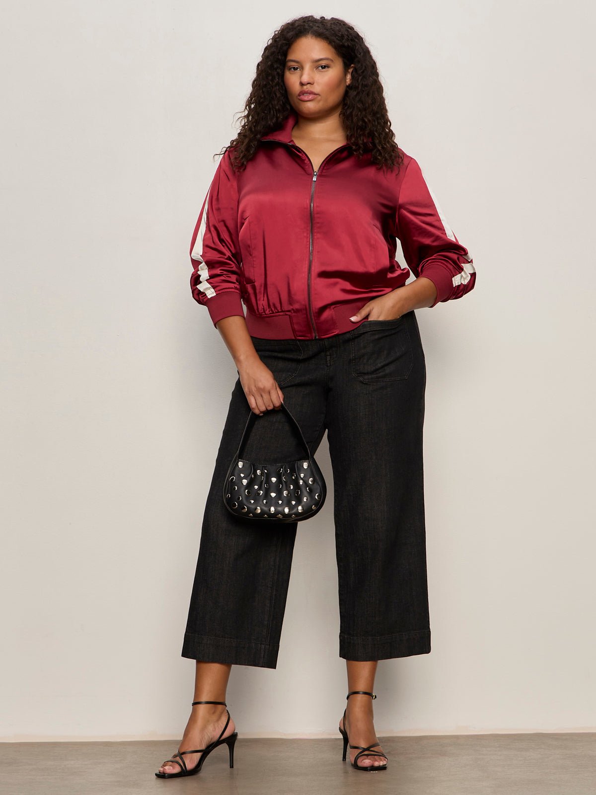 Satin Track Jacket Crimson Extended Sizing - Sanctuary Clothing