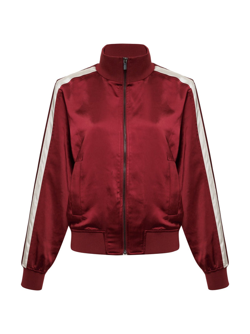 Satin Track Jacket Crimson Extended Sizing alt 5