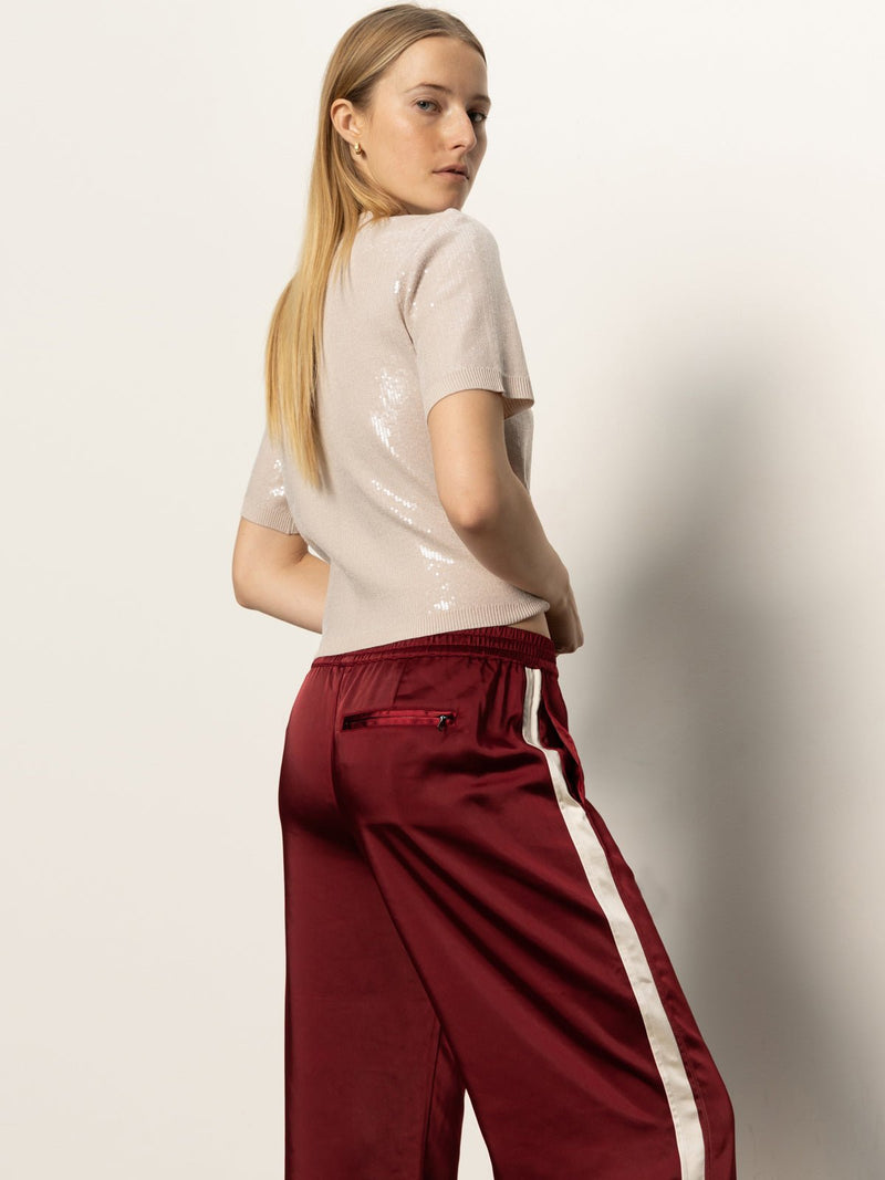 Satin Track Pant Crimson alt 3