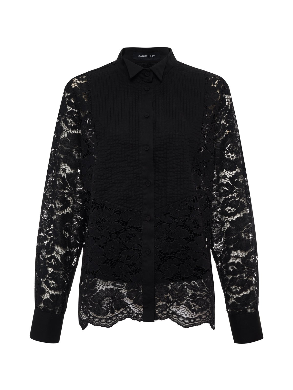 Serendipity Lace Tuxedo Shirt Black - Sanctuary Clothing