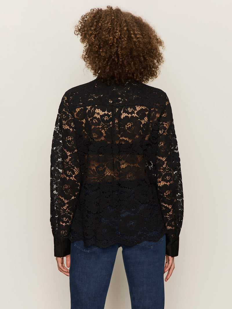 Serendipity Lace Tuxedo Shirt Black alt 3