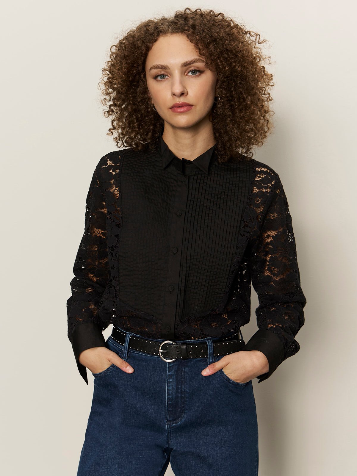 Serendipity Lace Tuxedo Shirt Black - Sanctuary Clothing