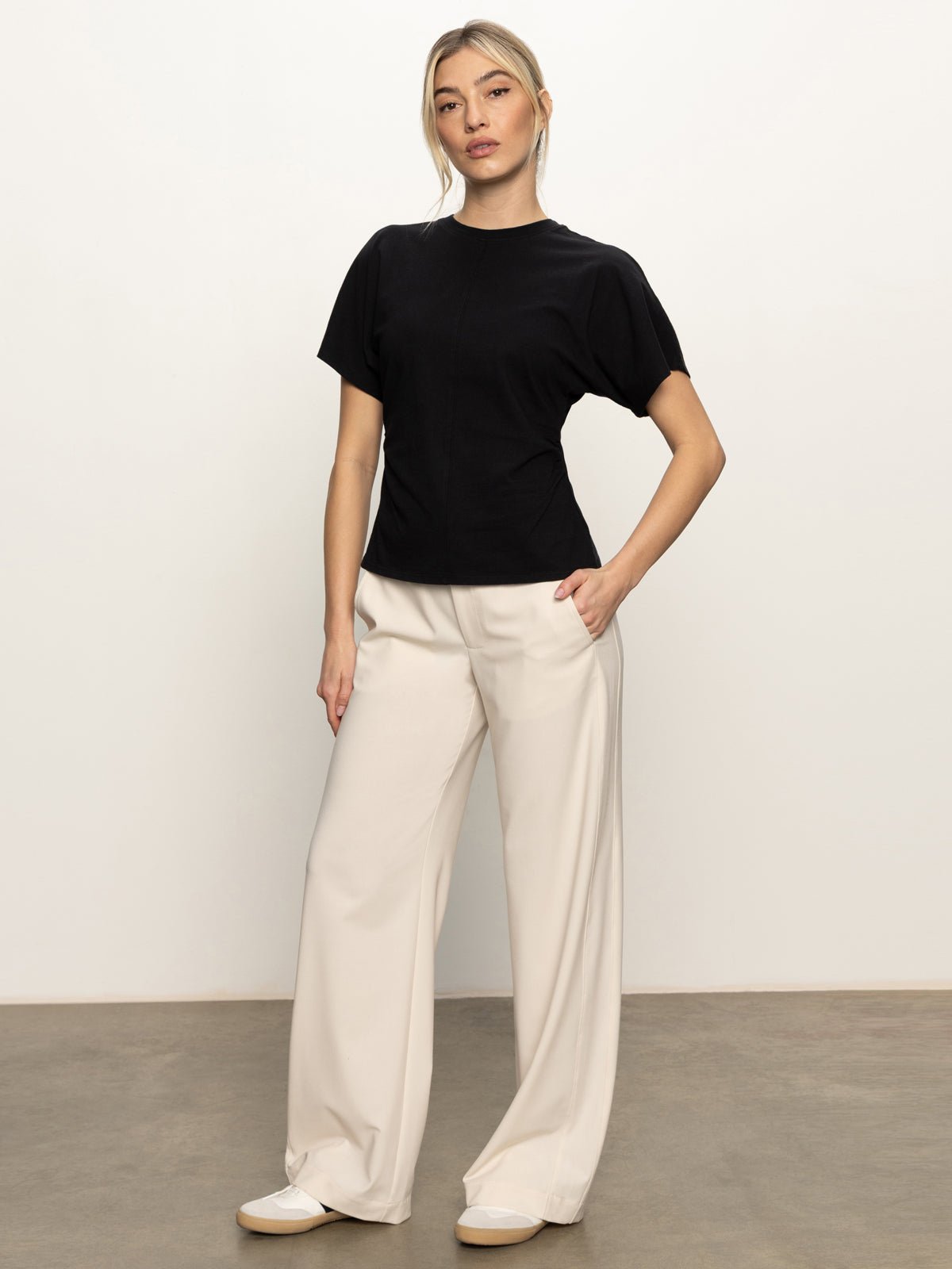 Shirred Waist Dolman Tee Black - Sanctuary Clothing