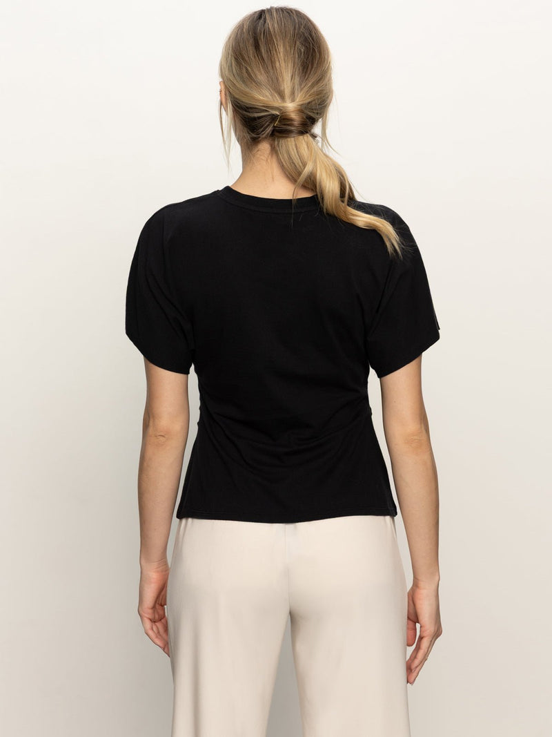 Shirred Waist Dolman Tee Black alt 4