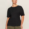 Shirred Waist Dolman Tee Black Extended Sizing - Sanctuary Clothing