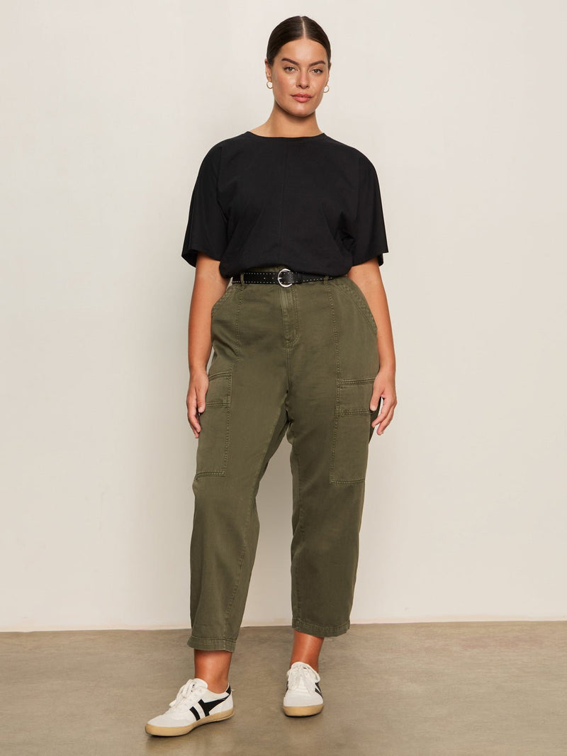 Shirred Waist Dolman Tee Black Extended Sizing alt 4