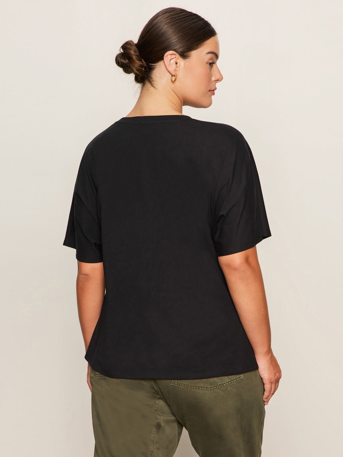 Shirred Waist Dolman Tee Black Extended Sizing - Sanctuary Clothing