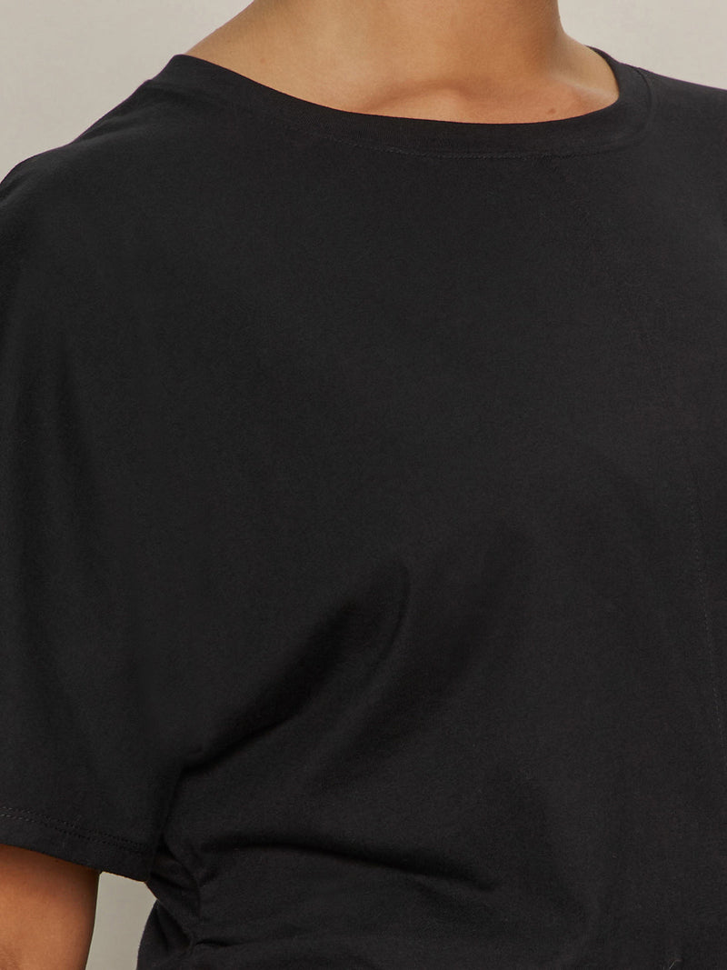 Shirred Waist Dolman Tee Black Extended Sizing alt 3