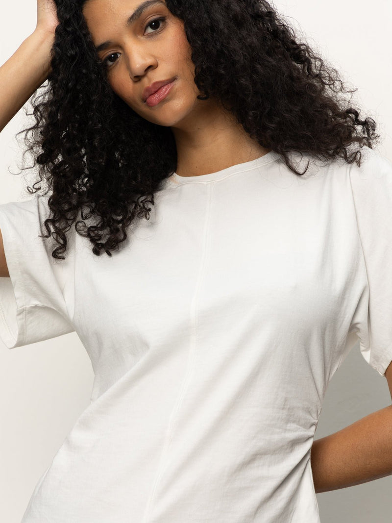 Shirred Waist Dolman Tee White alt 2