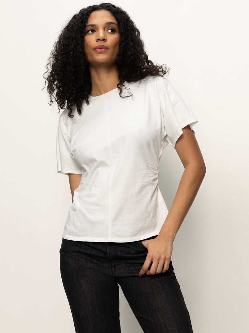 Shirred Waist Dolman Tee White alt 3