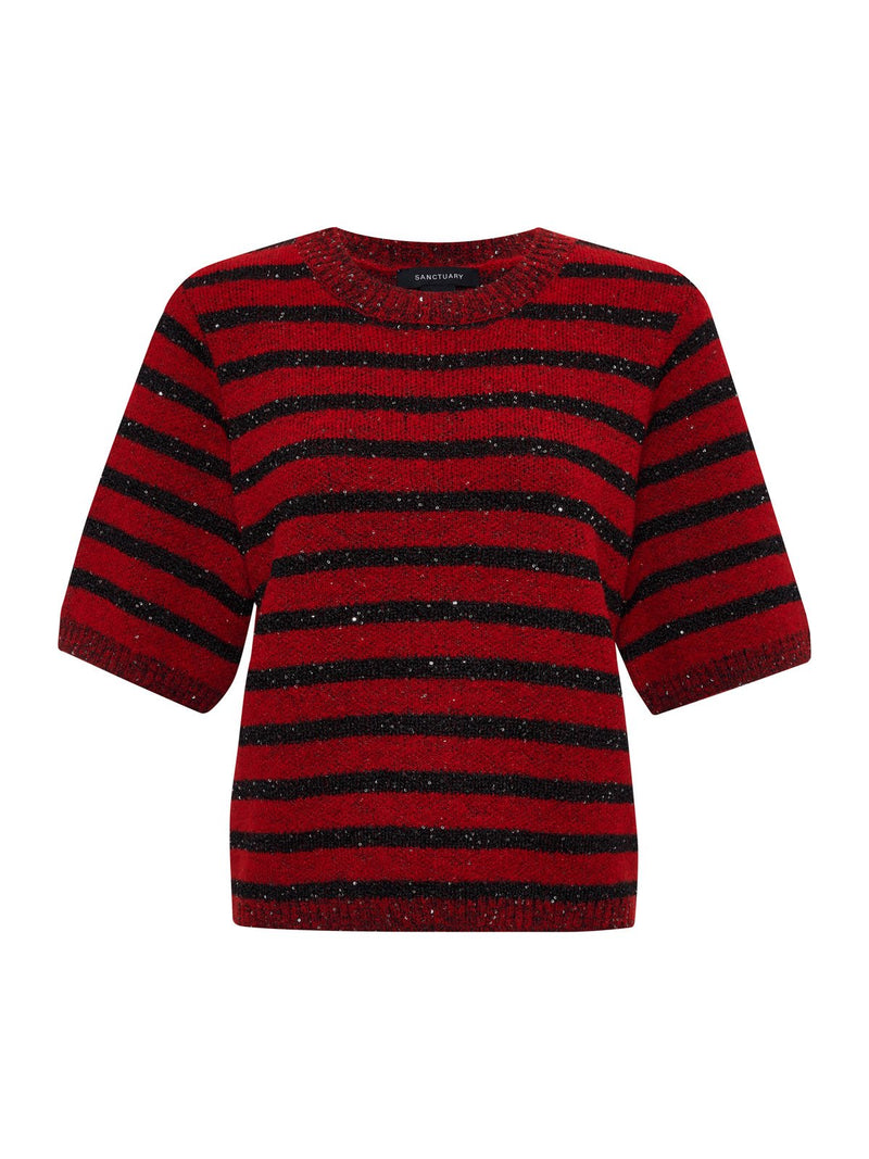 Short Sleeve Shine Sweater Tee Cherry Lacquer Shine alt 6