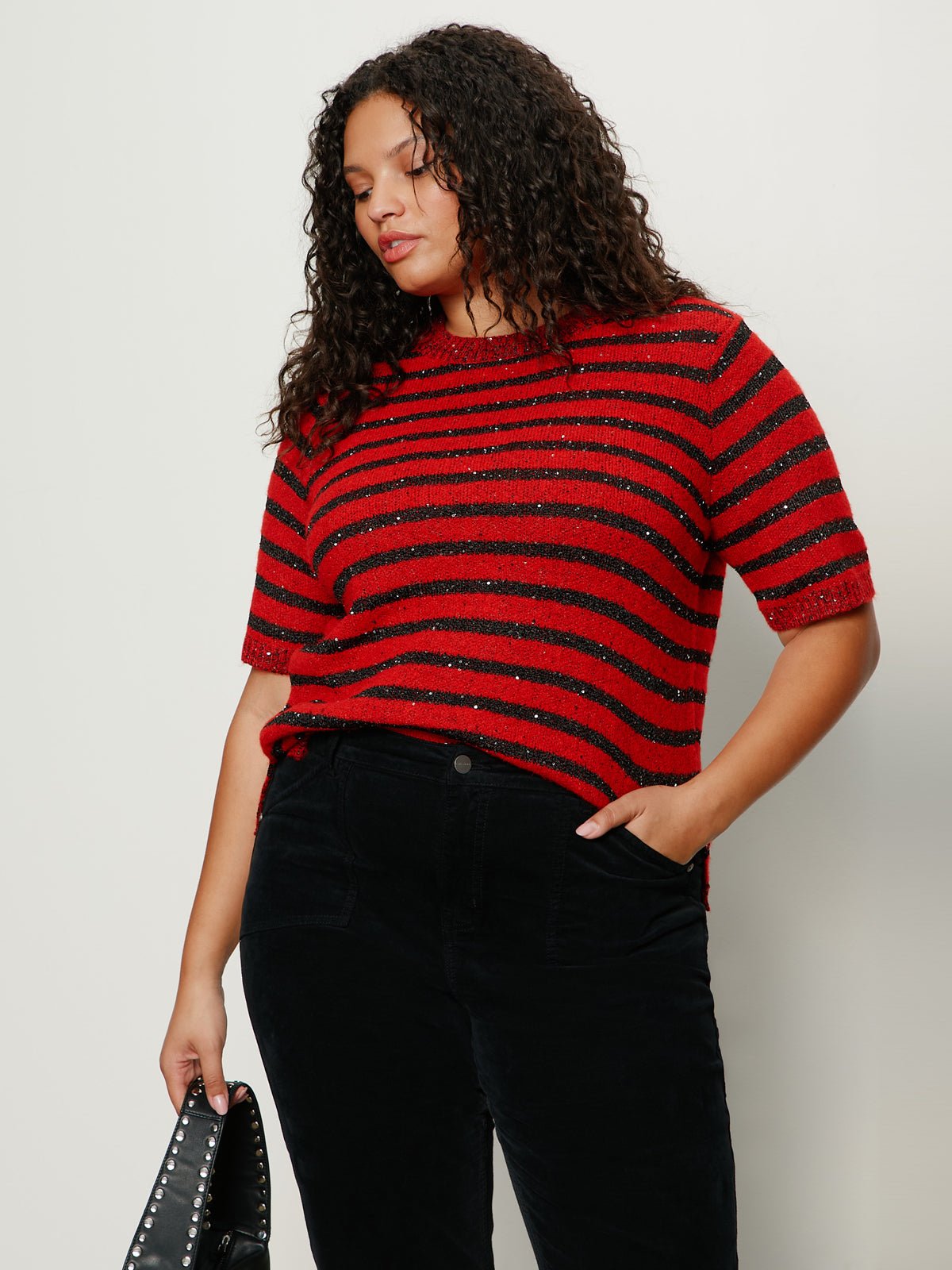 Short Sleeve Shine Sweater Tee Cherry Lacquer Shine Extended Sizing - Sanctuary Clothing