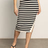 Side Slit Midi Skirt Black/ Macrame Stripe - Sanctuary Clothing