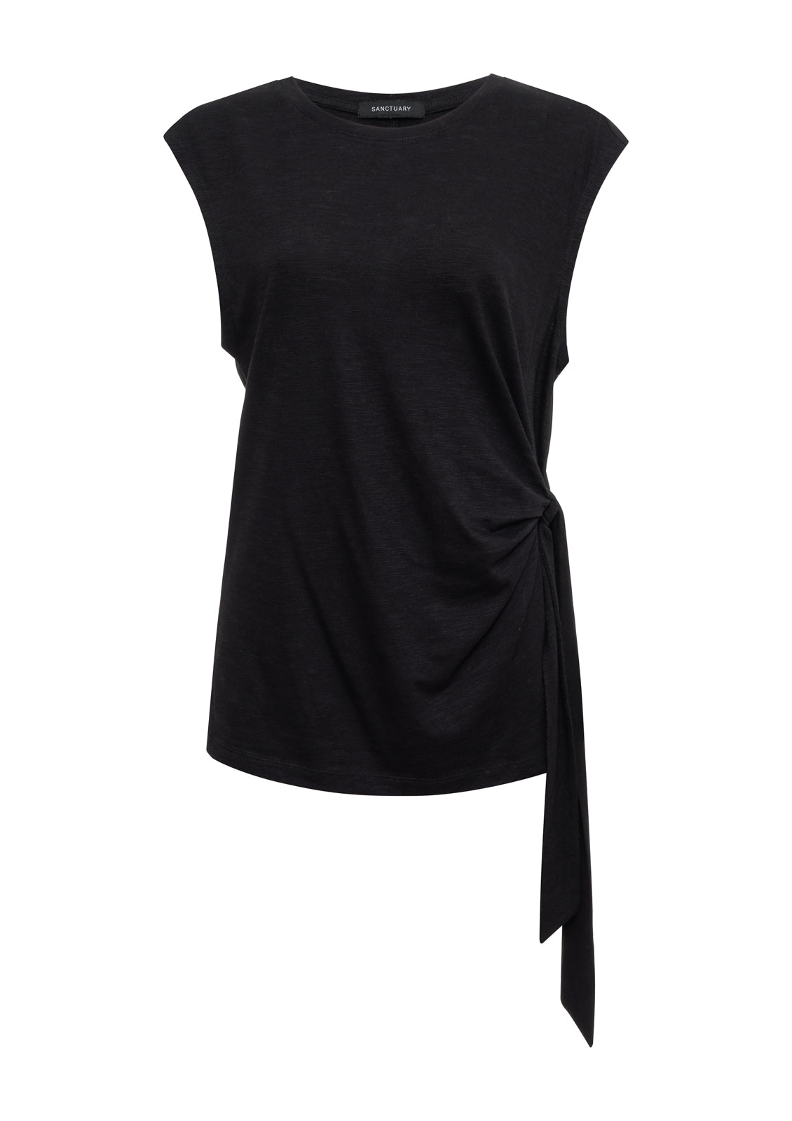 Side Tie Muscle Tee Black - Sanctuary Clothing