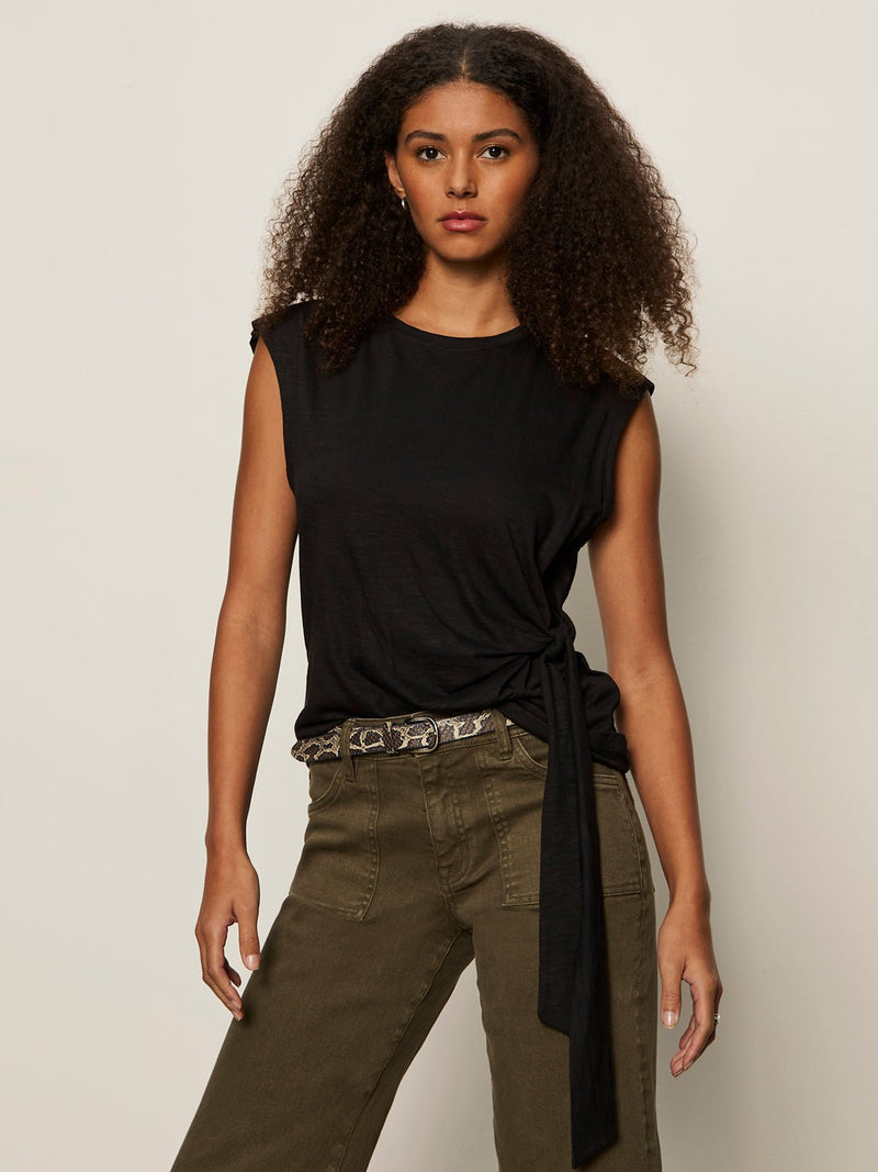 Side Tie Muscle Tee Black