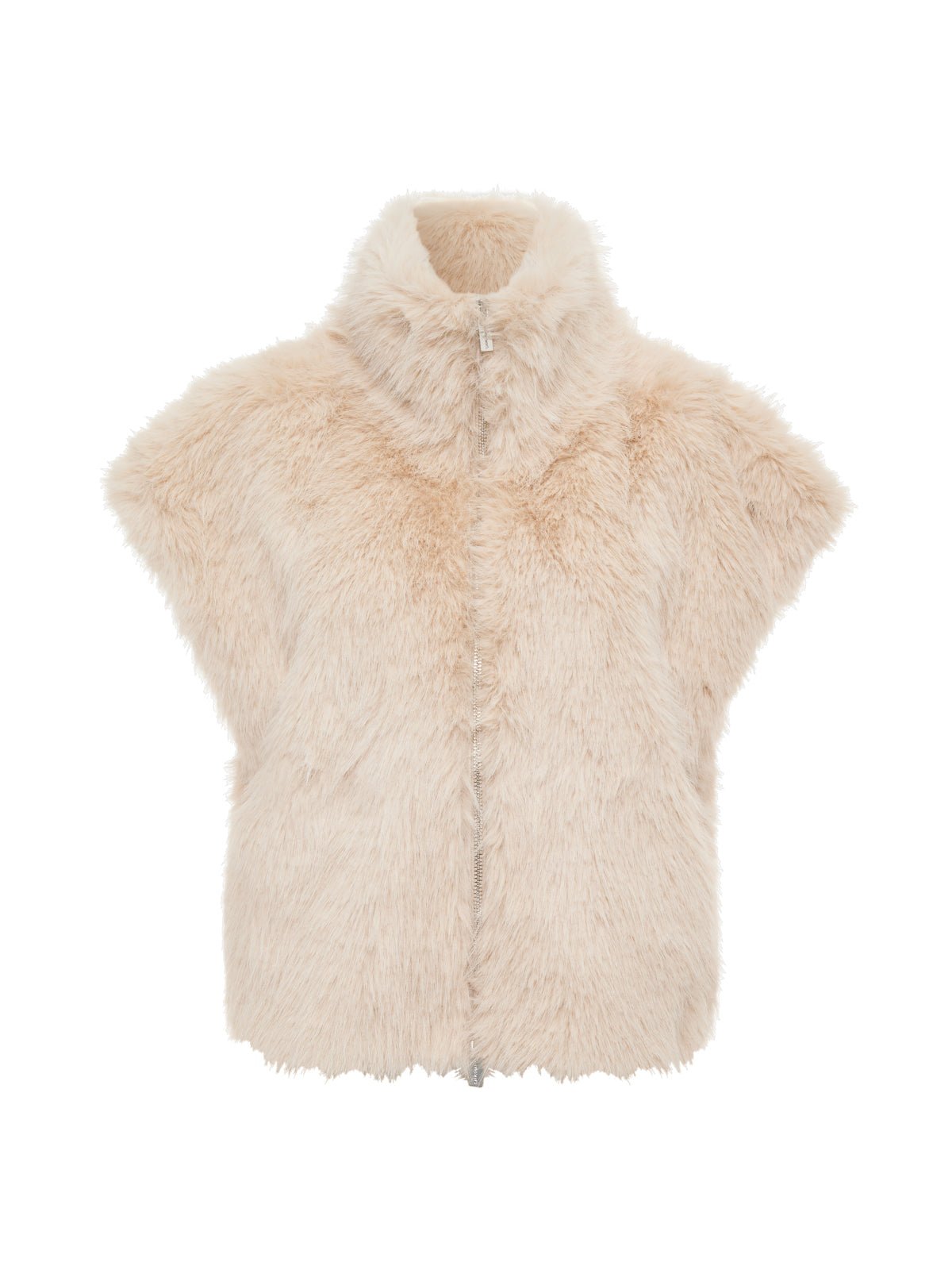 Silky Fur Vest Almond Cream Extended Sizing - Sanctuary Clothing
