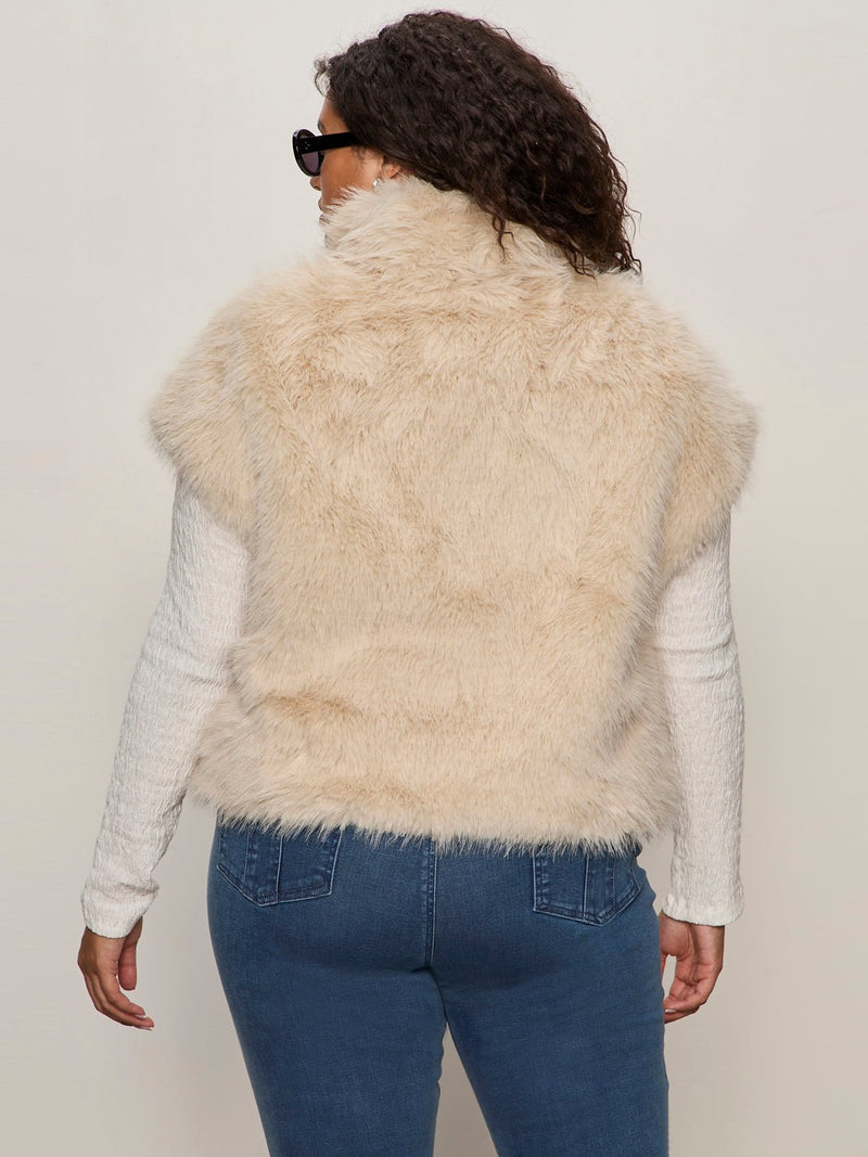 Silky Fur Vest Almond Cream Extended Sizing alt 3