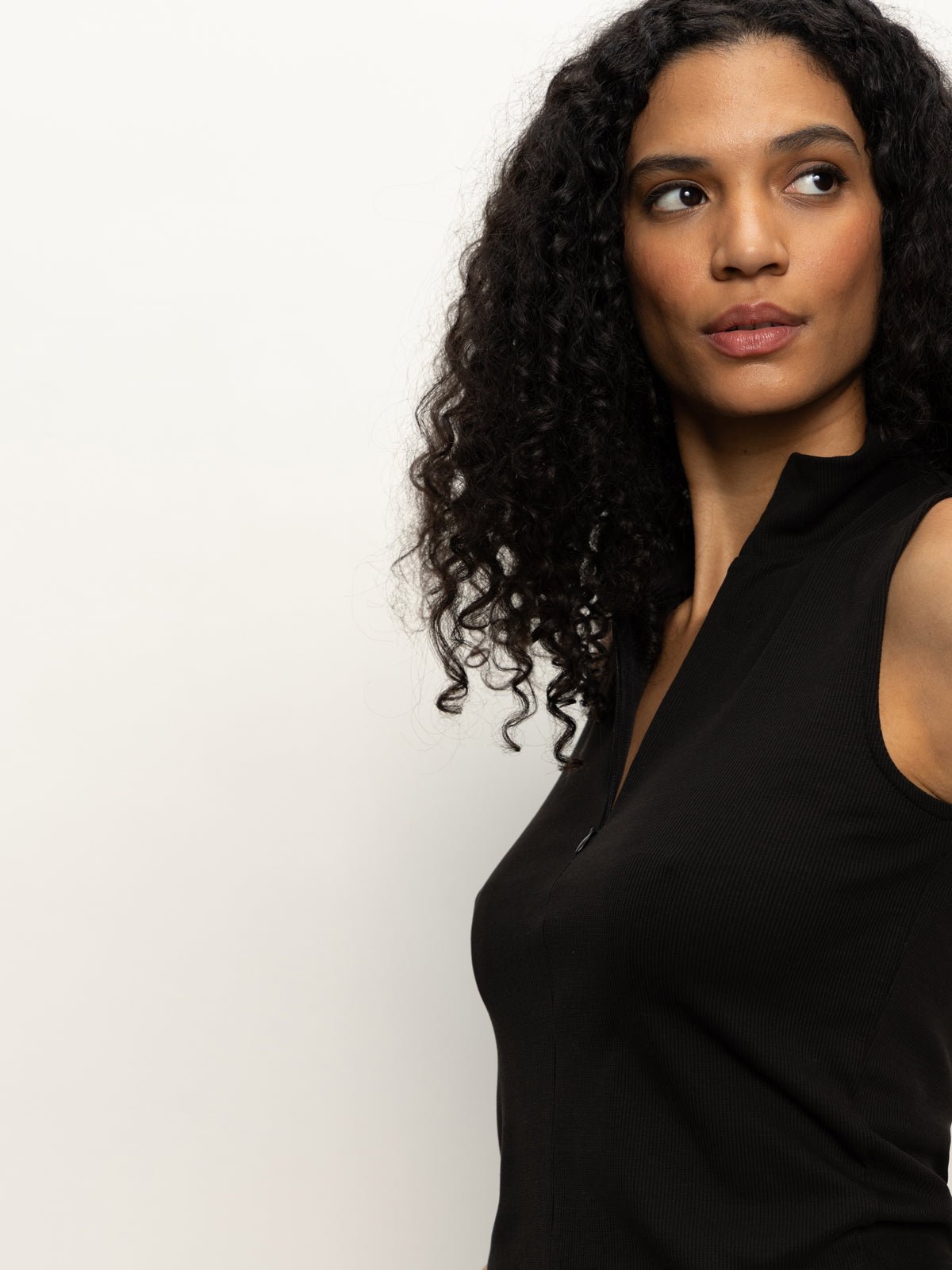 Sleeveless Zip Mock Top Black - Sanctuary Clothing