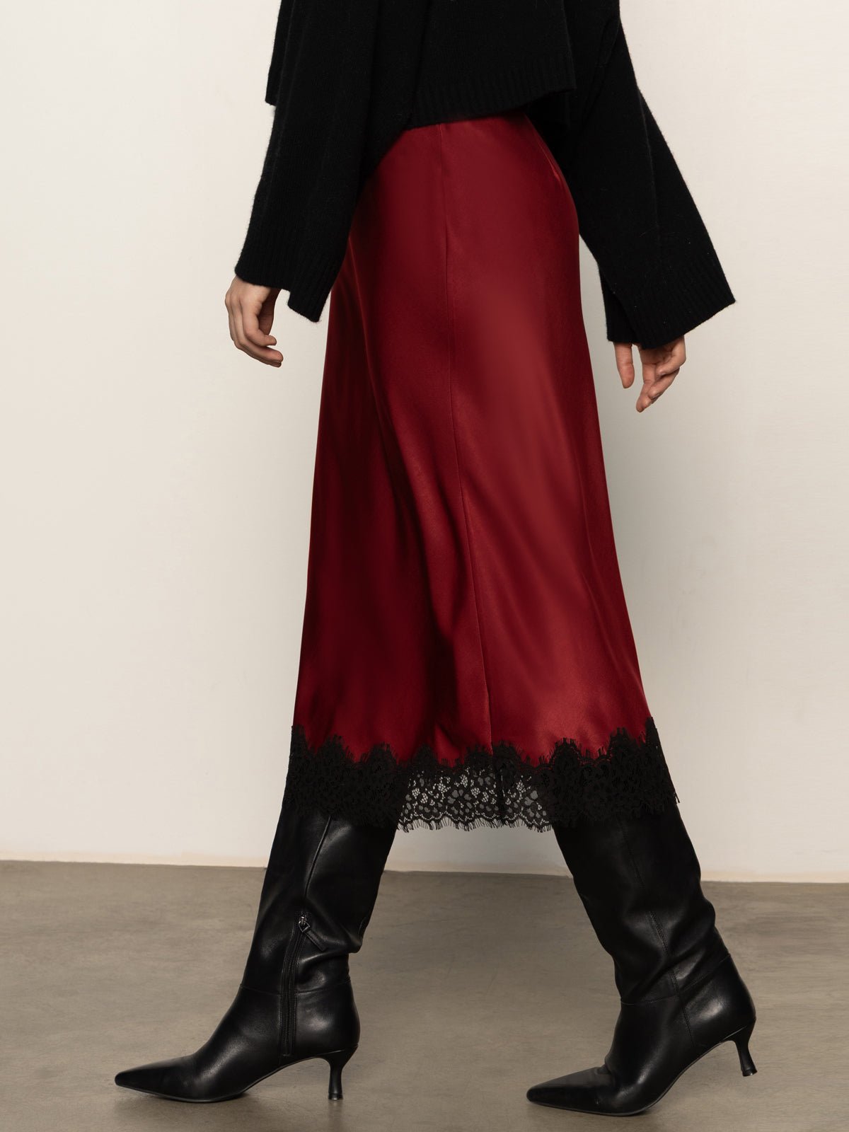 Slip Skirt With Lace Crimson - Sanctuary Clothing