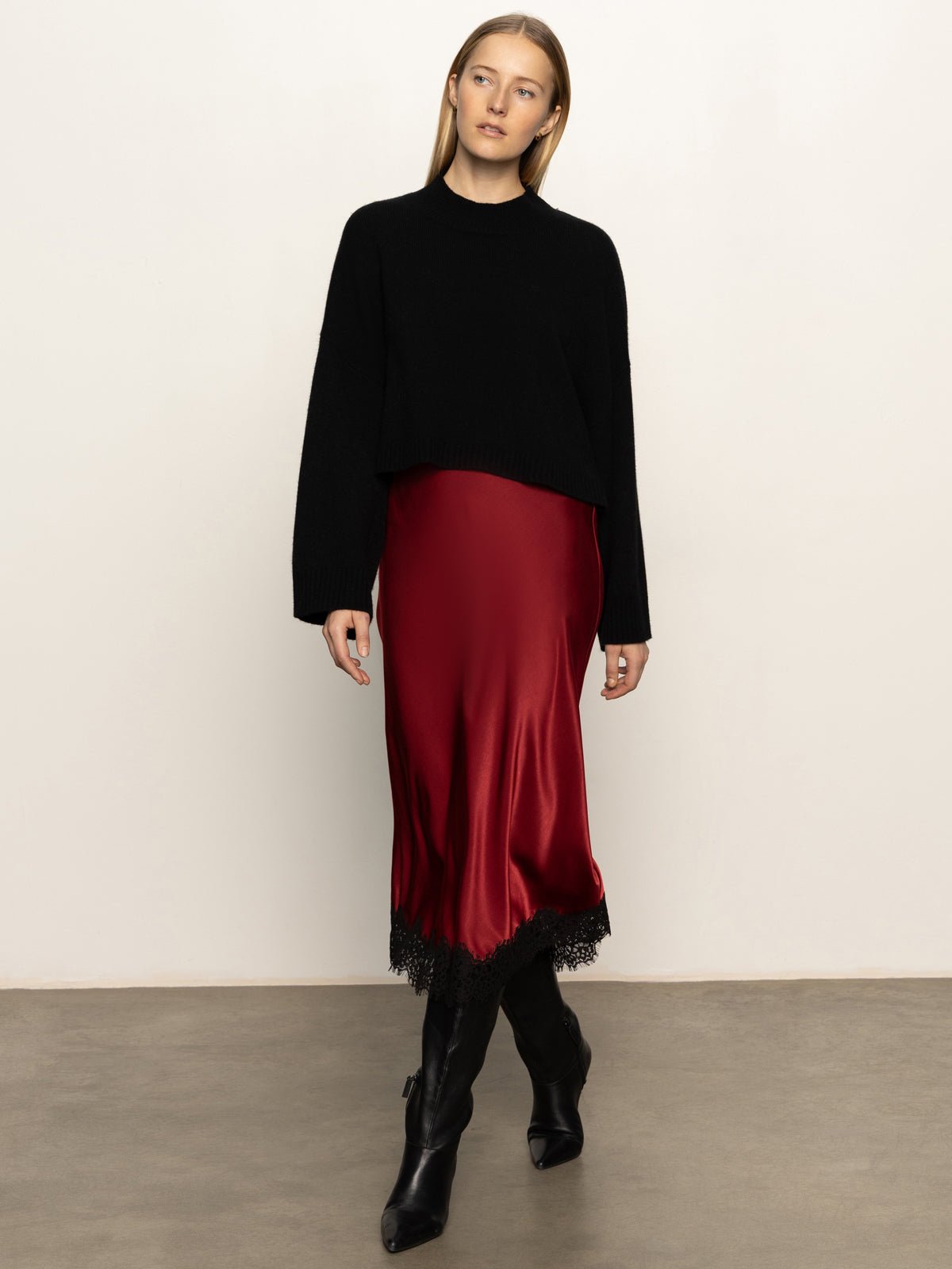 Slip Skirt With Lace Crimson - Sanctuary Clothing