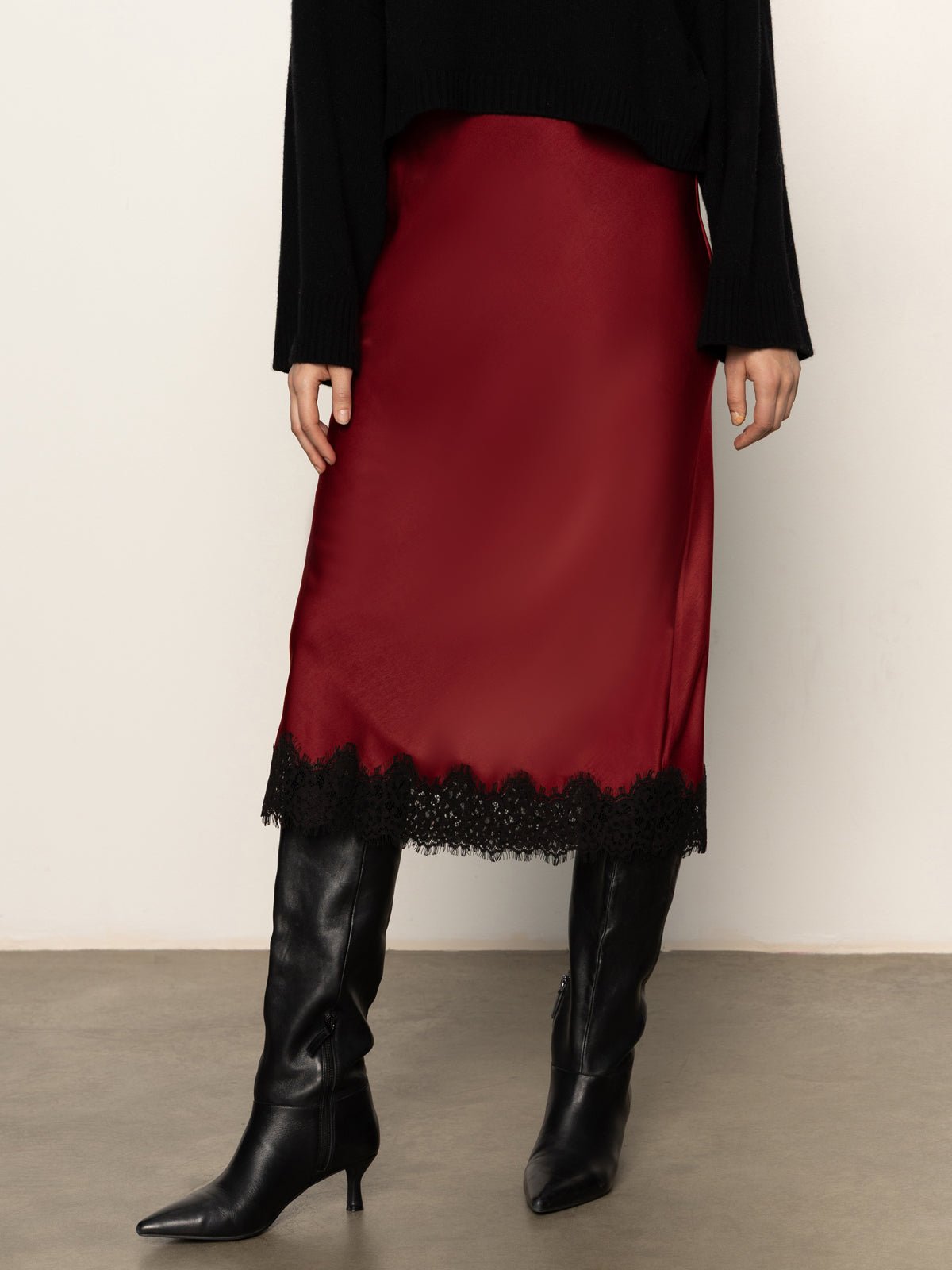 Slip Skirt With Lace Crimson - Sanctuary Clothing