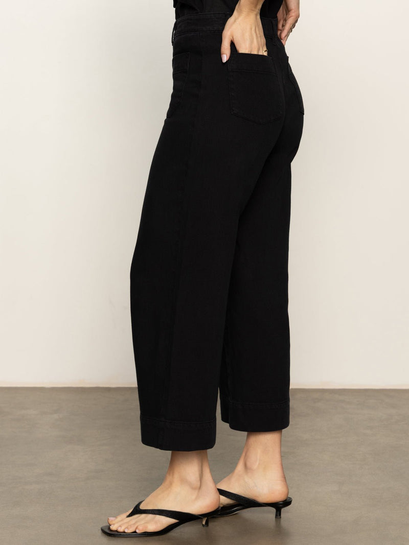 Soft Marine Wide Leg Standard Rise Crop Pant Black alt 2