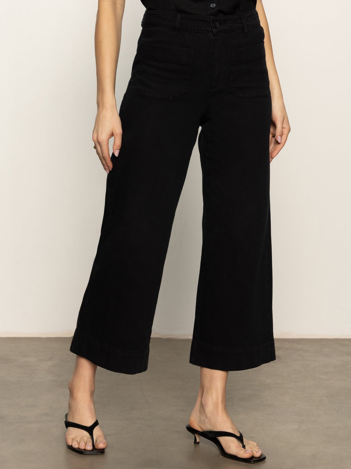 Soft Marine Wide Leg Standard Rise Crop Pant Black - Sanctuary Clothing