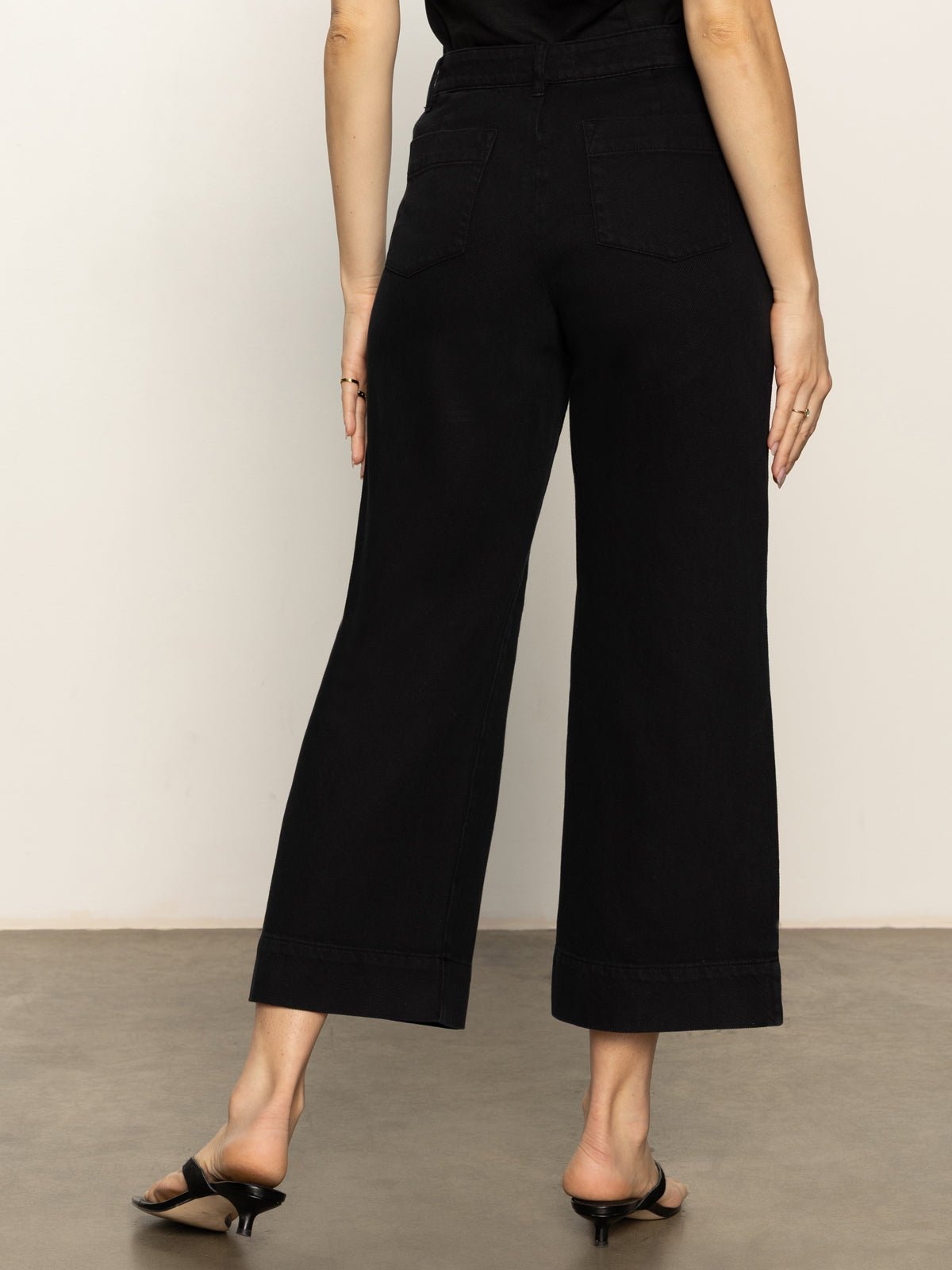 Soft Marine Wide Leg Standard Rise Crop Pant Black - Sanctuary Clothing