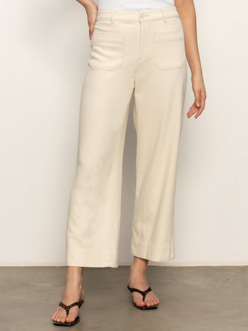 Soft Marine Wide Leg Standard Rise Crop Pant Macrame