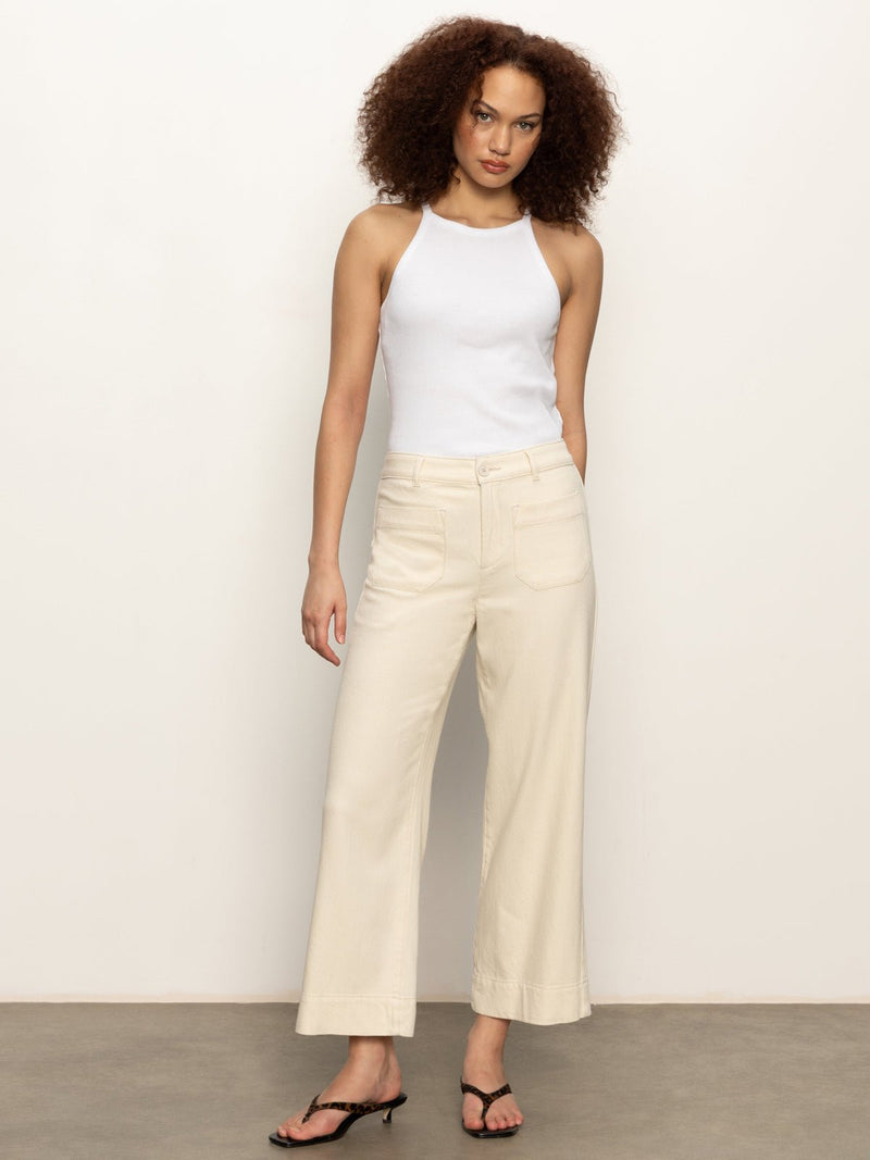 Soft Marine Wide Leg Standard Rise Crop Pant Macrame alt 4