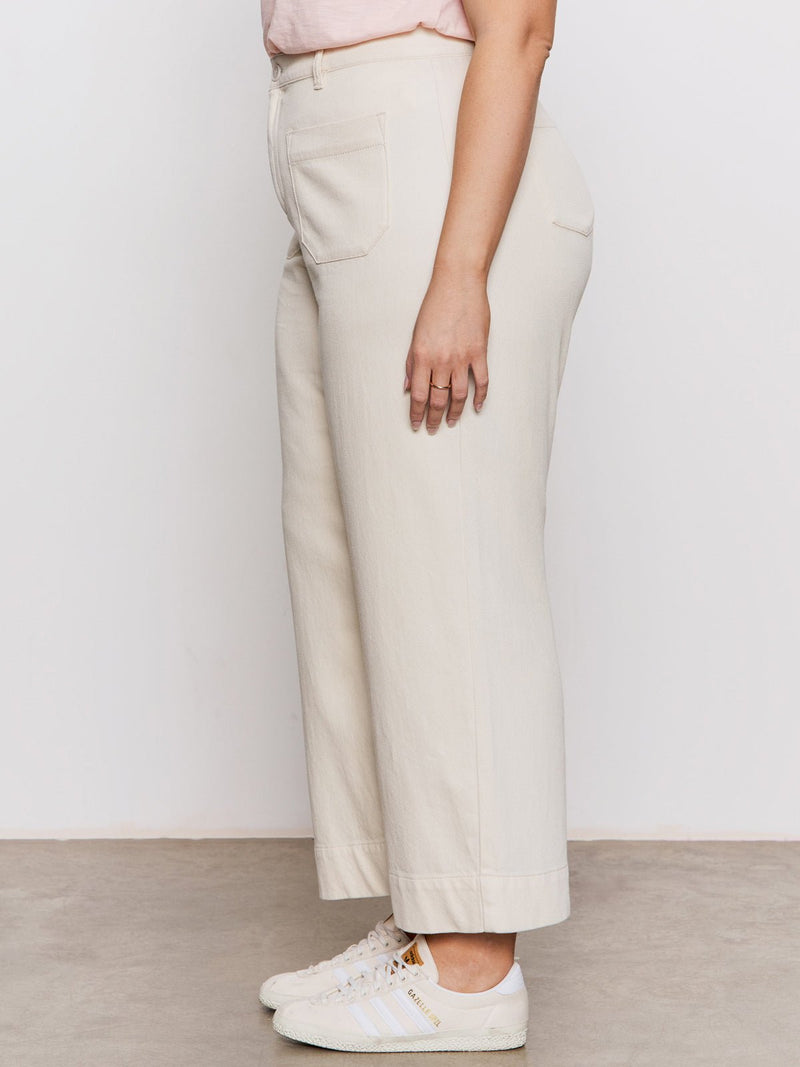Soft Marine Wide Leg Standard Rise Crop Pant Macrame Extended Sizing alt 3