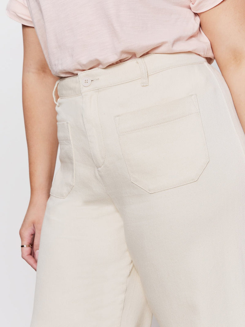 Soft Marine Wide Leg Standard Rise Crop Pant Macrame Extended Sizing alt 1