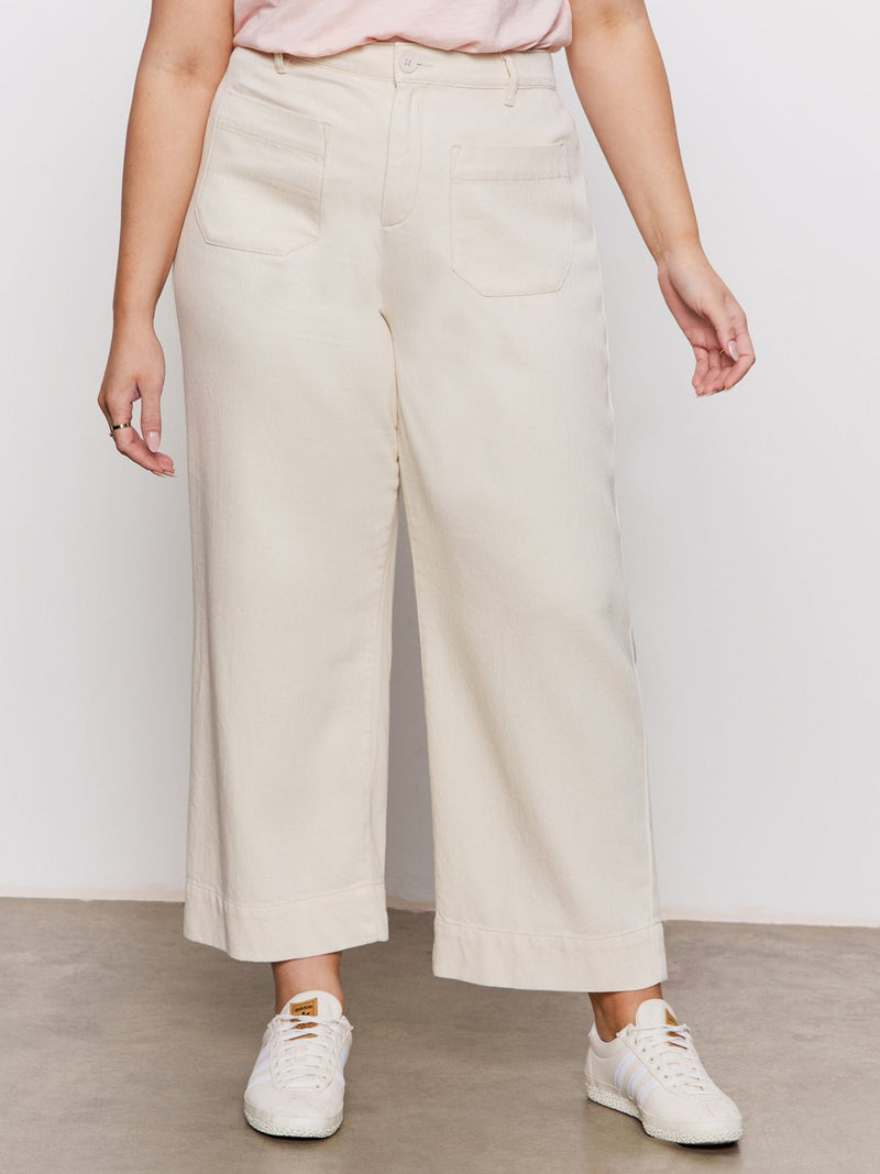 Soft Marine Wide Leg Standard Rise Crop Pant Macrame Extended Sizing