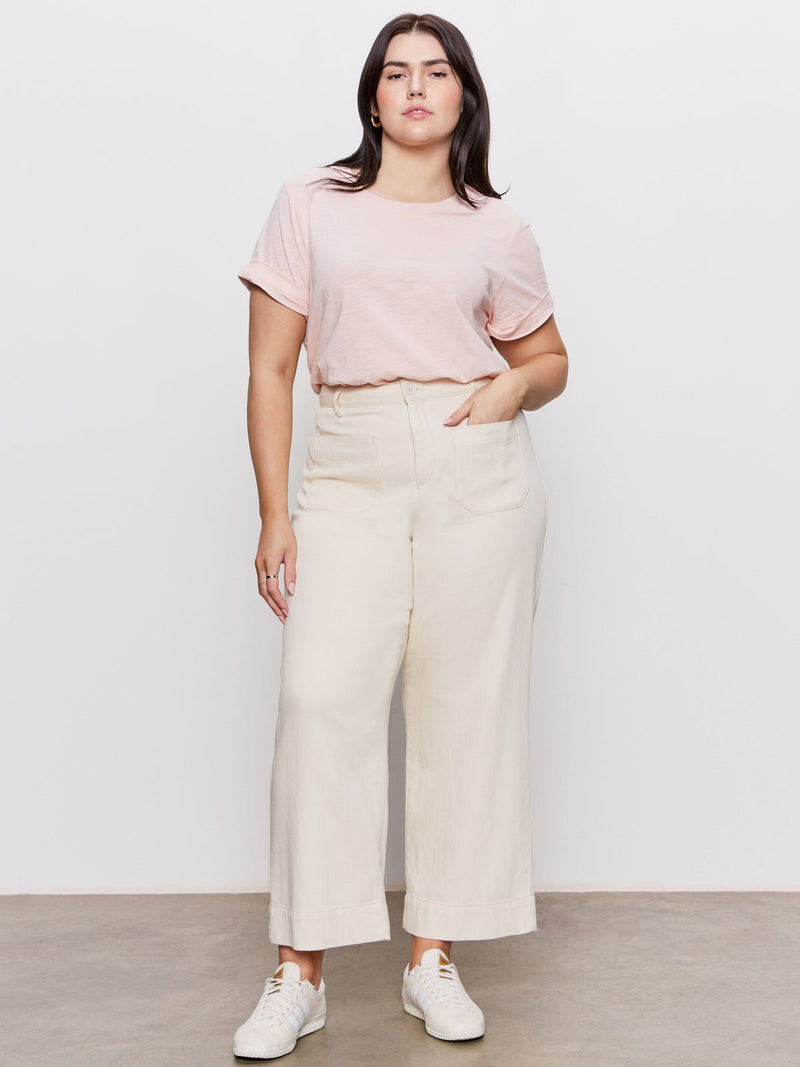 Soft Marine Wide Leg Standard Rise Crop Pant Macrame Extended Sizing alt 4