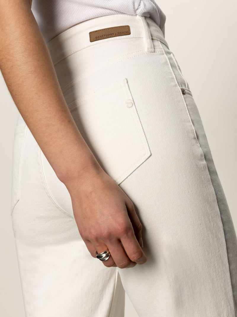 Soleil 90's Straight High Rise Jeans White alt 3