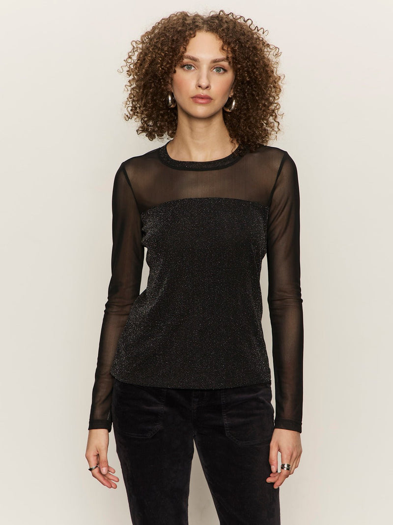 Sparkle Mesh Crew Tee Black alt 1