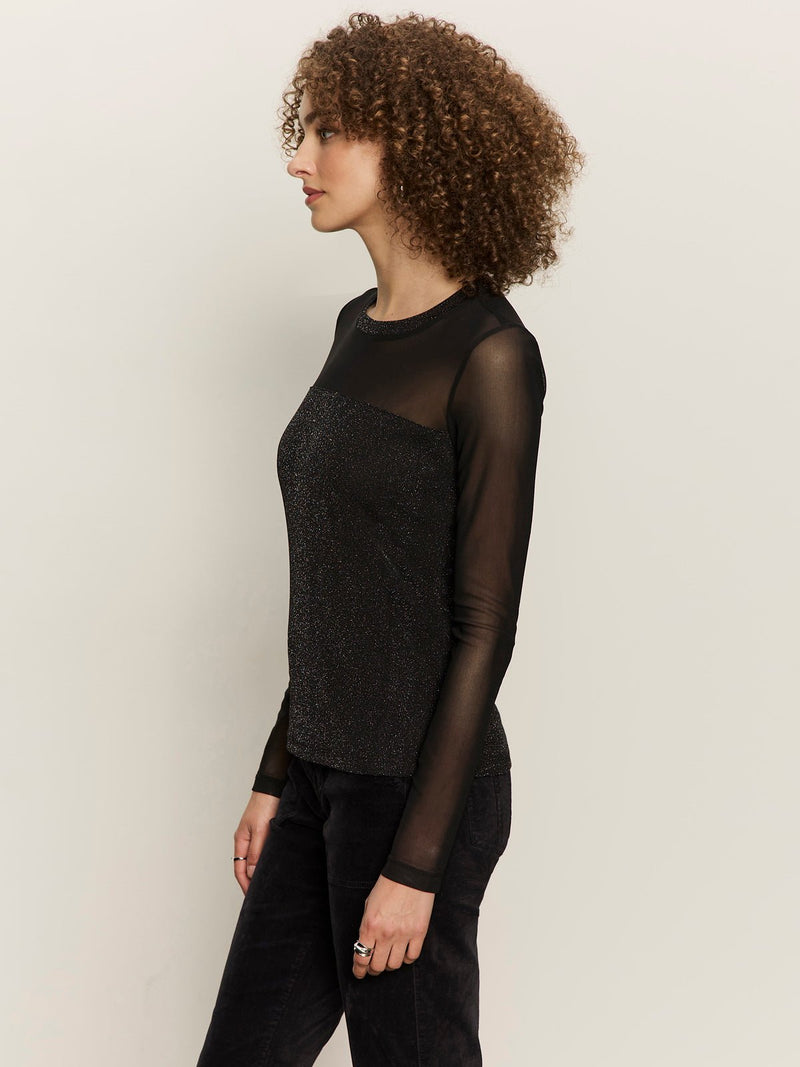 Sparkle Mesh Crew Tee Black alt 2