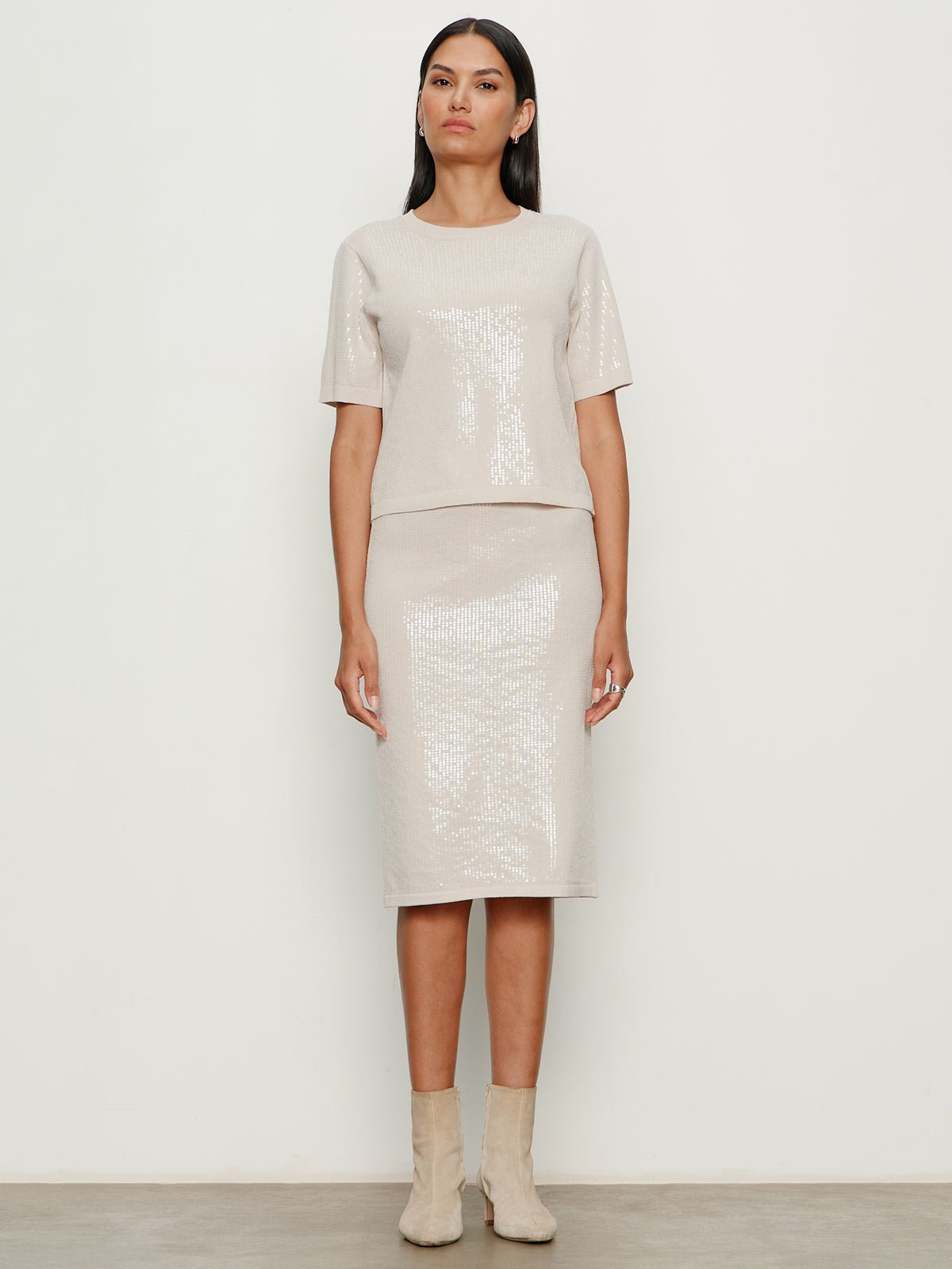 Sparkle Sequin Pencil Skirt Mother Of Pearl - Sanctuary Clothing