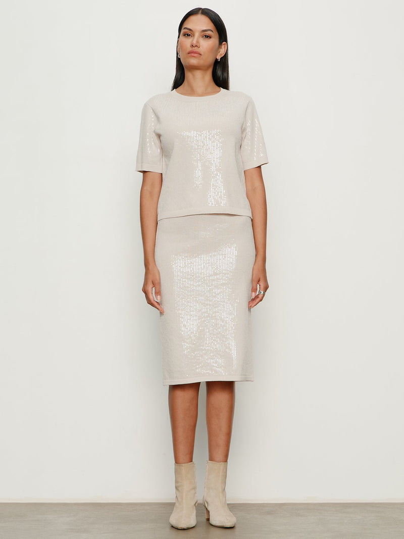 Sparkle Sequin Pencil Skirt Mother Of Pearl