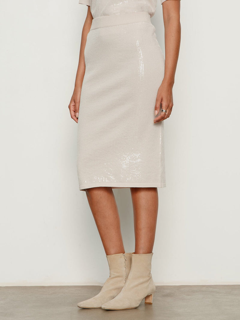 Sparkle Sequin Pencil Skirt Mother Of Pearl alt 3