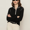 Sporty Rib Zip Up Black With Chalk Tipping - Sanctuary Clothing