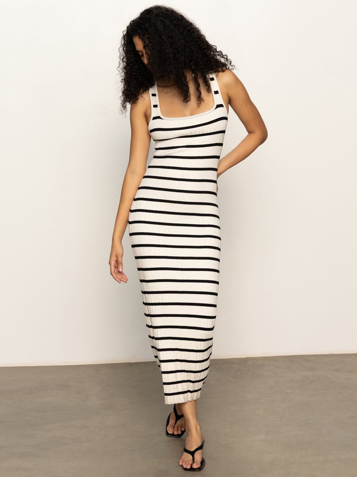 Starlit Rib Maxi Dress Light Oat/Black - Sanctuary Clothing