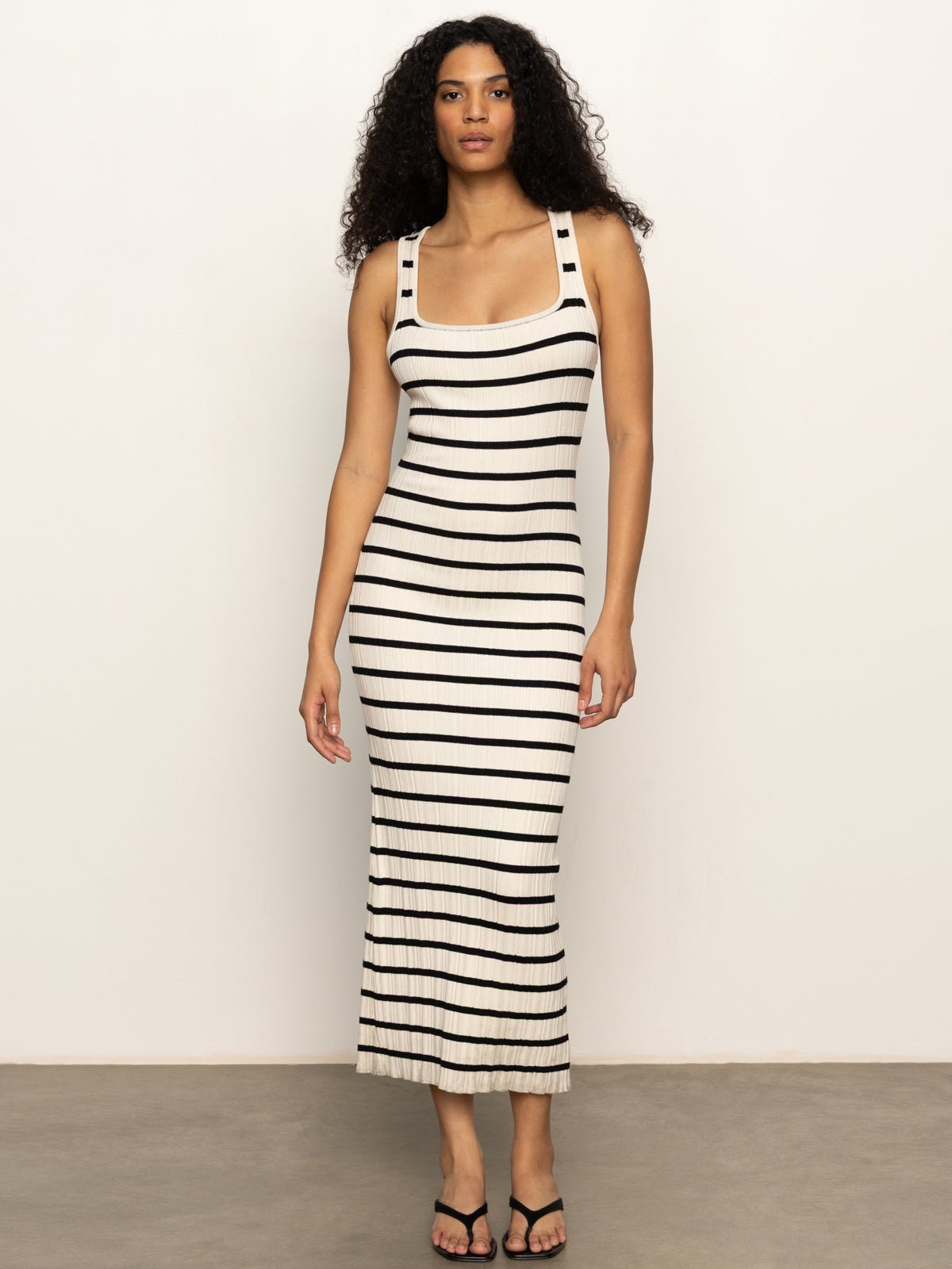 Starlit Rib Maxi Dress Light Oat/Black - Sanctuary Clothing
