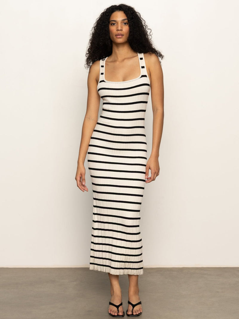 Starlit Rib Maxi Dress Light Oat/Black