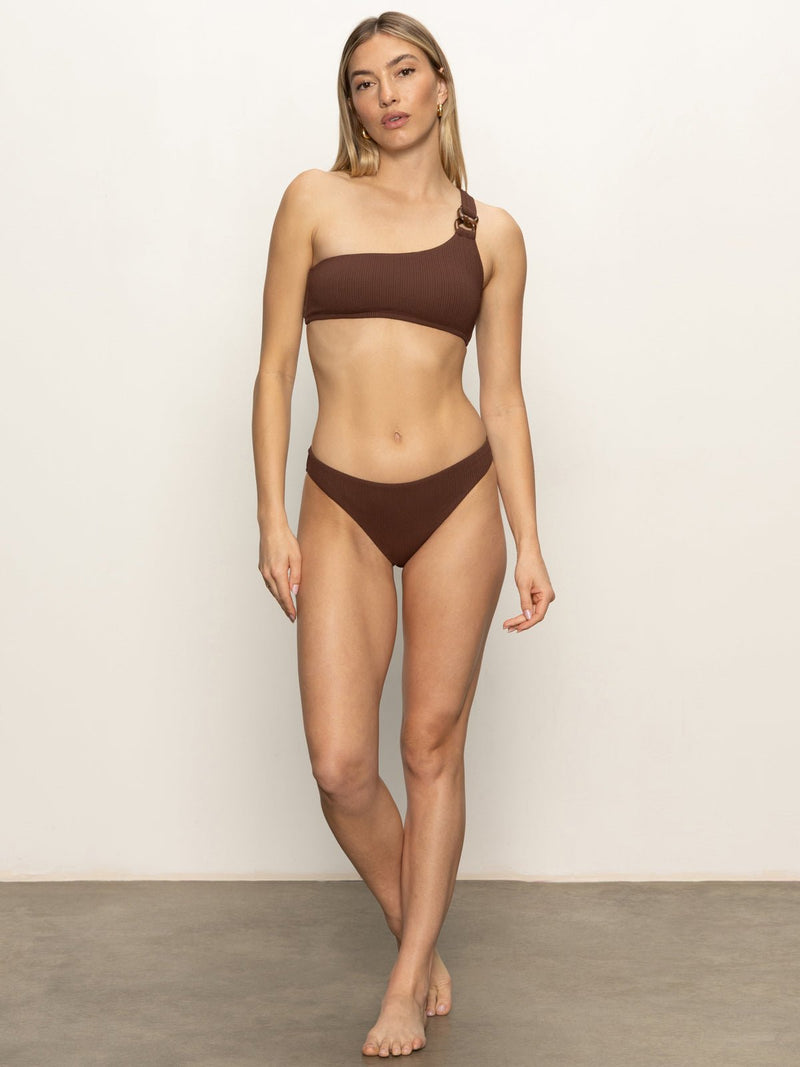 Stay Connected One-Shoulder Bikini Top Espresso alt 2