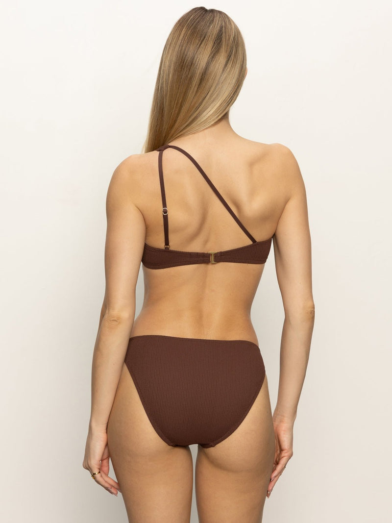 Stay Connected One-Shoulder Bikini Top Espresso alt 1