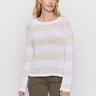Textured Raglan Crew Sweater White/ Light Oat Stripe - Sanctuary Clothing