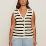 Textured Sweater Vest Macrame/ Black Stripe 3 Extended Sizing - Sanctuary Clothing
